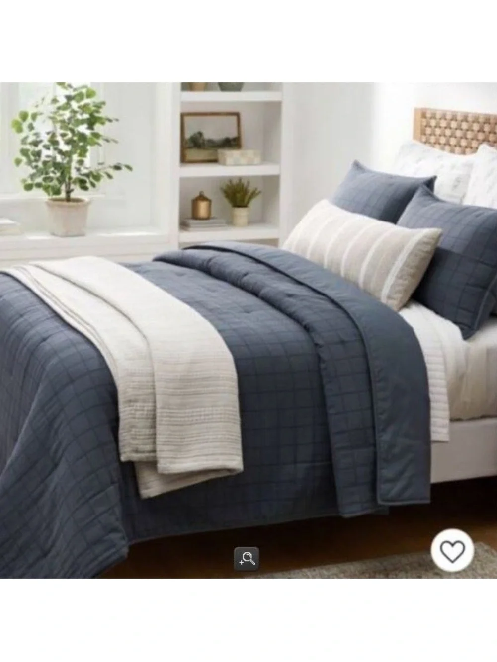 Studio McGee King Slate Blue Cotton Grid Quilt